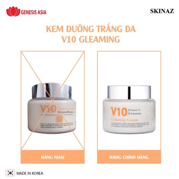 Kem V10 Skinaz Hàn Quốc Chính Hãng 100ml - V10 Gleaming Cream Skinaz