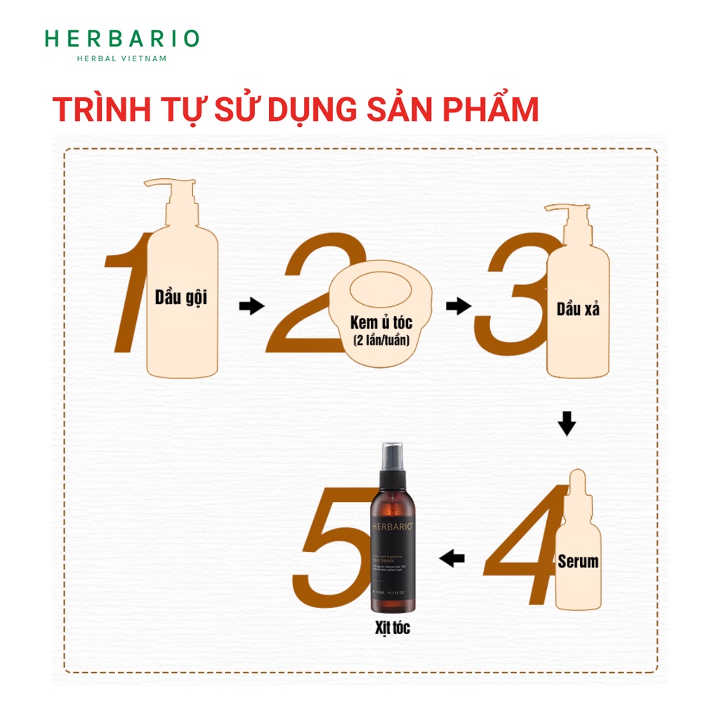 Tinh dầu vỏ bưởi và bồ kết Herbario 100ml giúp kích thích mọc tóc, giảm rụng tóc - Herbario Thuần Chay