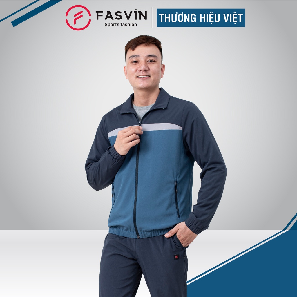 Bộ quần áo gió nam 2 lớp FASVIN BC22540.HN vải thể thao cao cấp 02 lớp hàng chính hãng