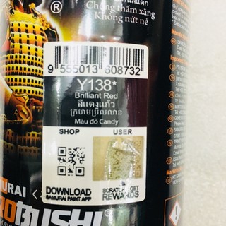 Sơn xịt Samurai MÀU ĐỎ CANDY Y138*