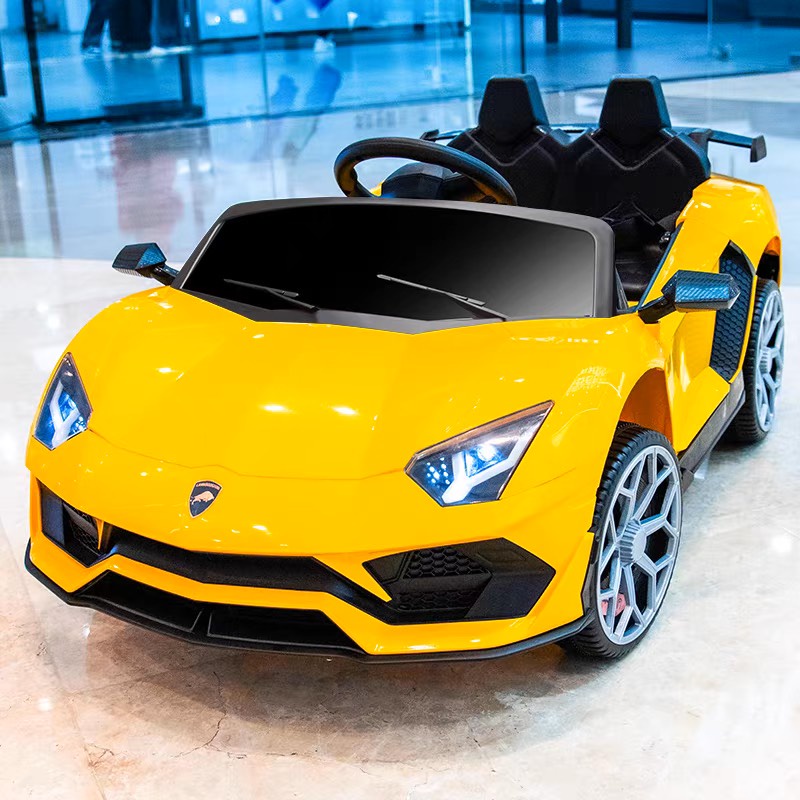 Ô tô điện Lamborghini HD918, 2 Ghế Nệm Da, 4 Động Cơ, Bánh Cao Su: Đỏ-Xanh lá-Vàng