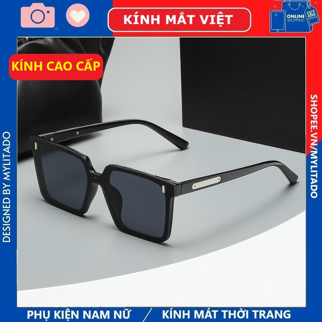 Mắt kính mát vuông nam nữ 1-1 Hàng Hiệu Mắt Việt , thiết kế bền đẹp thời trang