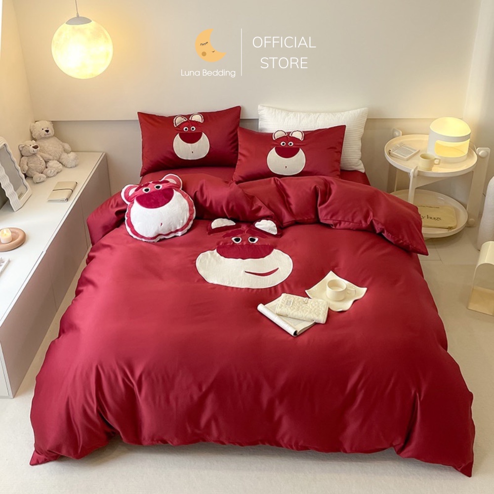 Bộ Chăn Ga Gối Phi Lụa Disney (Tặng Kèm Gối Trang Trí Cùng Bộ) Luna Bedding