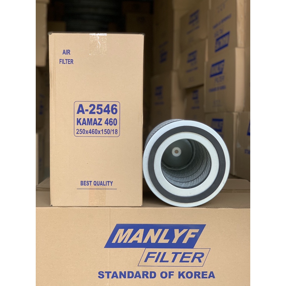 Lọc gió động cơ Manlyf A-2546 cho xe tải Kamaz (Đáy sâu) (250x460x150/18)