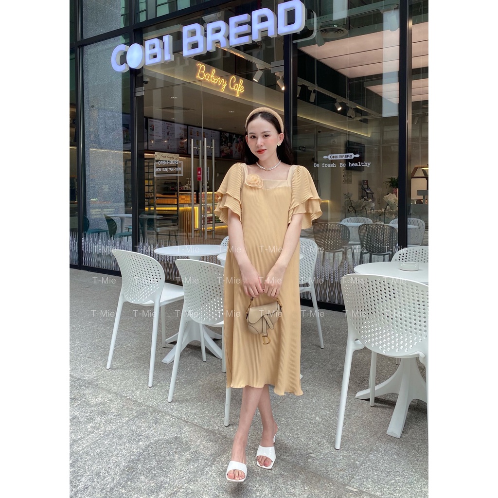 T-Mie | Đầm Bầu Maxi Thiết Kế Dập Li Form Suôn Siêu Sang Chảnh Công Sở Đi Tiệc Đẹp