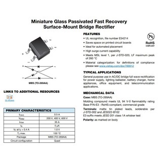 MB6S Diode cầu 0.5A 600V SOP-4 (5c)