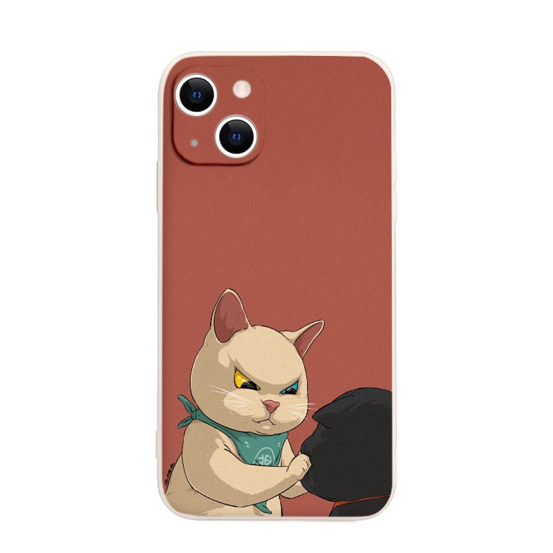 Ốp Điện Thoại Vuông  Mèo véo má Cho iPhone 14 13 Pro Max 11 12 Mini XR X XS Max 7 8 Plus SE 2022 e2031