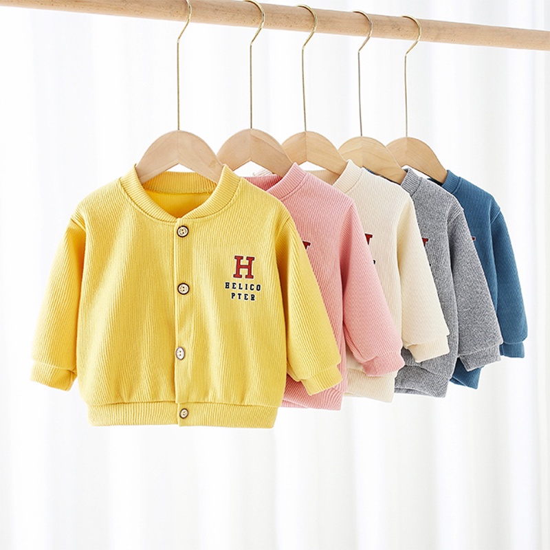 SUPER KIDS Áo Khoác sweater Dệt Kim Cổ Tròn In Hình Gấu Dễ Thương Thời Trang Xuân Thu Cho Bé