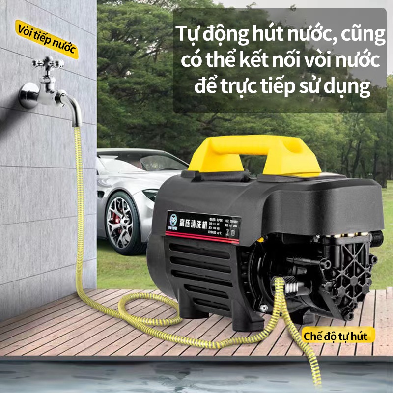 Máy rửa xe mini dùng tại nhà, công suất 1800W tiện dụng lực rửa mạnh EA135+PLUG