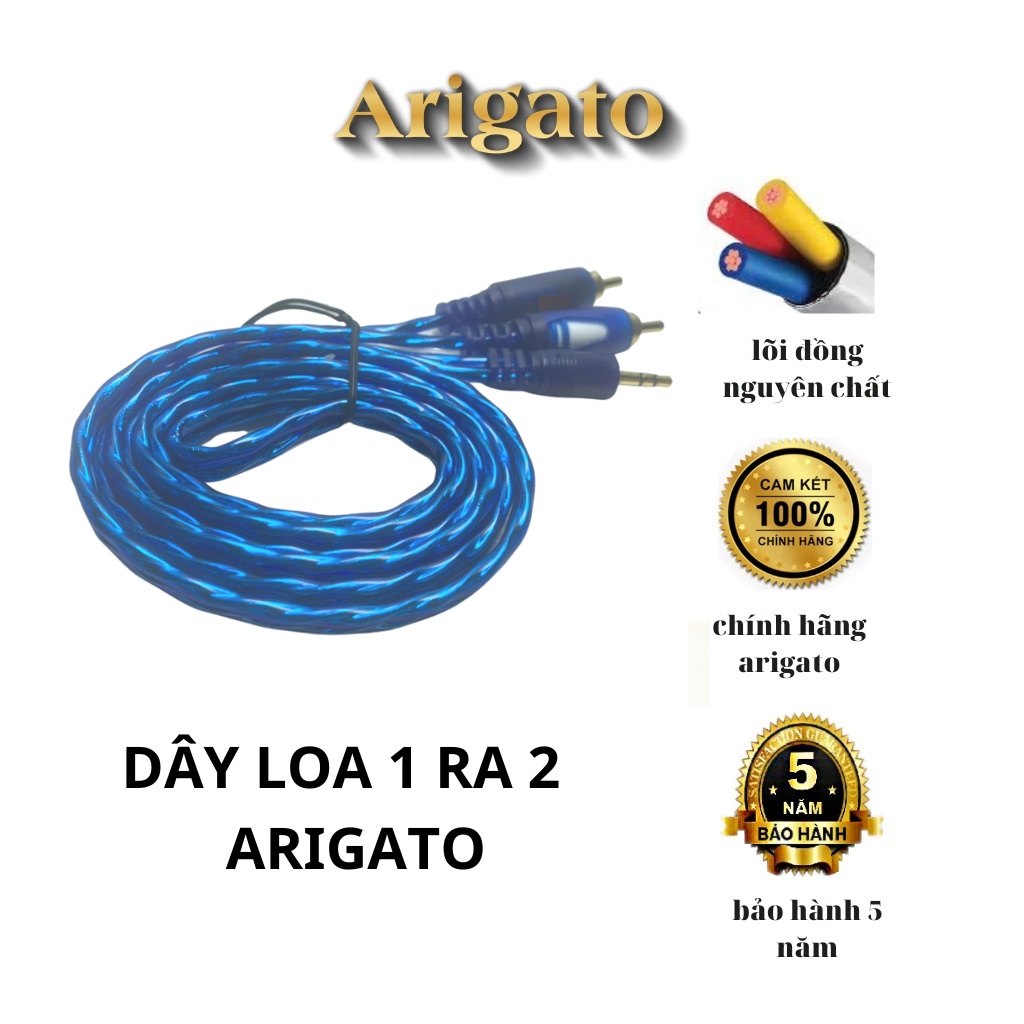 Dây loa AV 1 ra 2, từ jack 3,5 ra 2 chân bông sen ARIGATO dùng kết nối từ điện thoại, máy nghe nhạc ra loa, âm ly