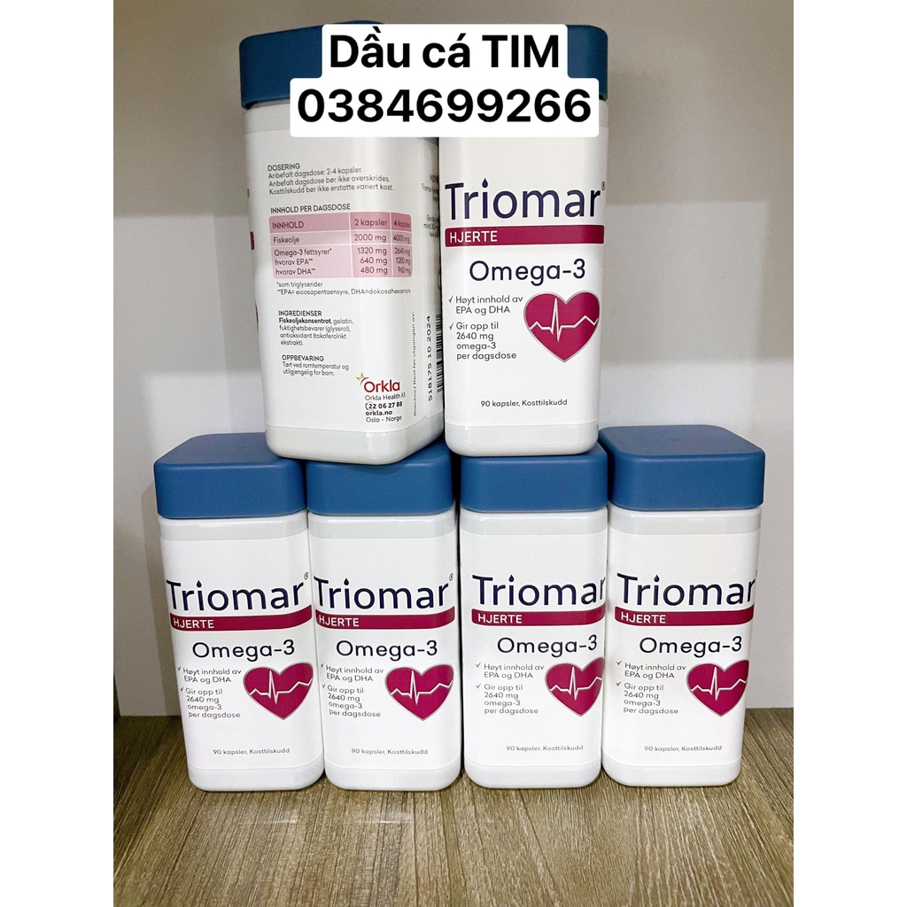Dầu cá bổ TIM Triomar Hjerte Na Uy - 90 viên