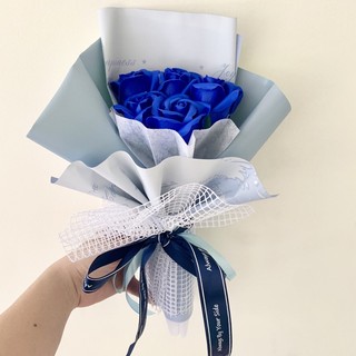 Sỉ lẻ Hoa sáp thơm, hoa nhũ kim tuyến đỏ bó 5 bông