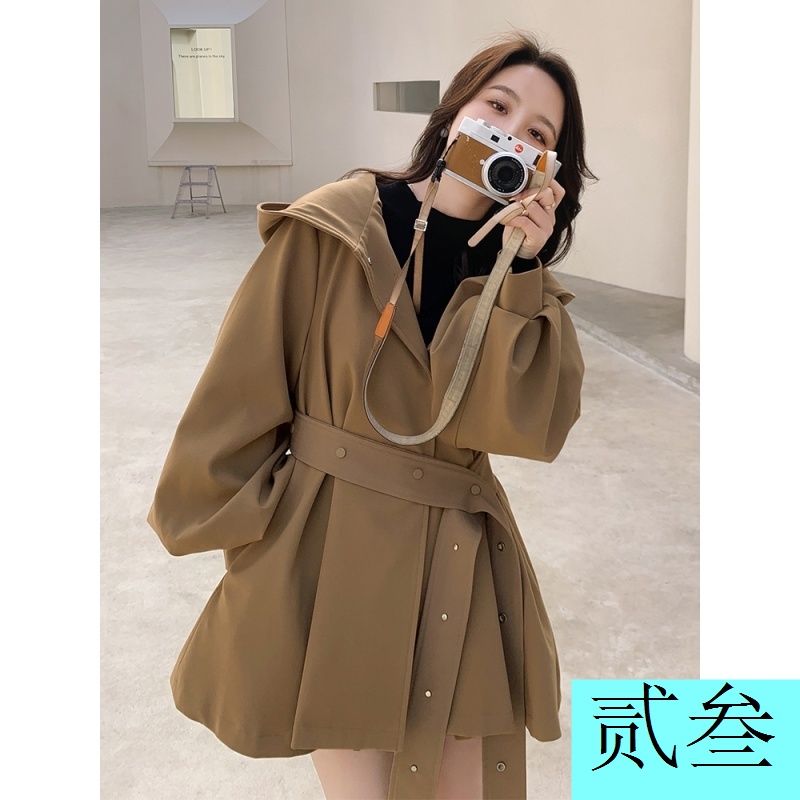 Áo Khoác Kaki Có Mũ Trùm Dáng Ngắn Rộng Thời Trang Mùa Thu Hàng Mới 2023 Dành Cho Bạn Nữ
