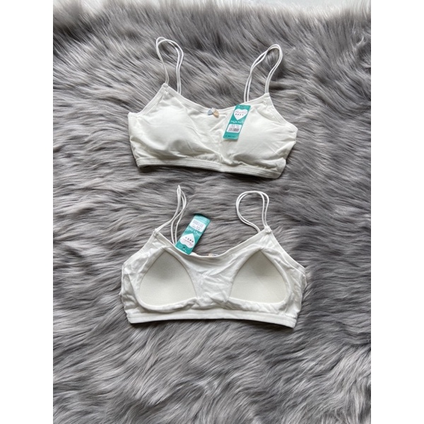Áo bra áo lá mút may dính liền thông hơi cotton
