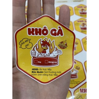55 Tem dán lục giác 7x8cm các loại khô gà