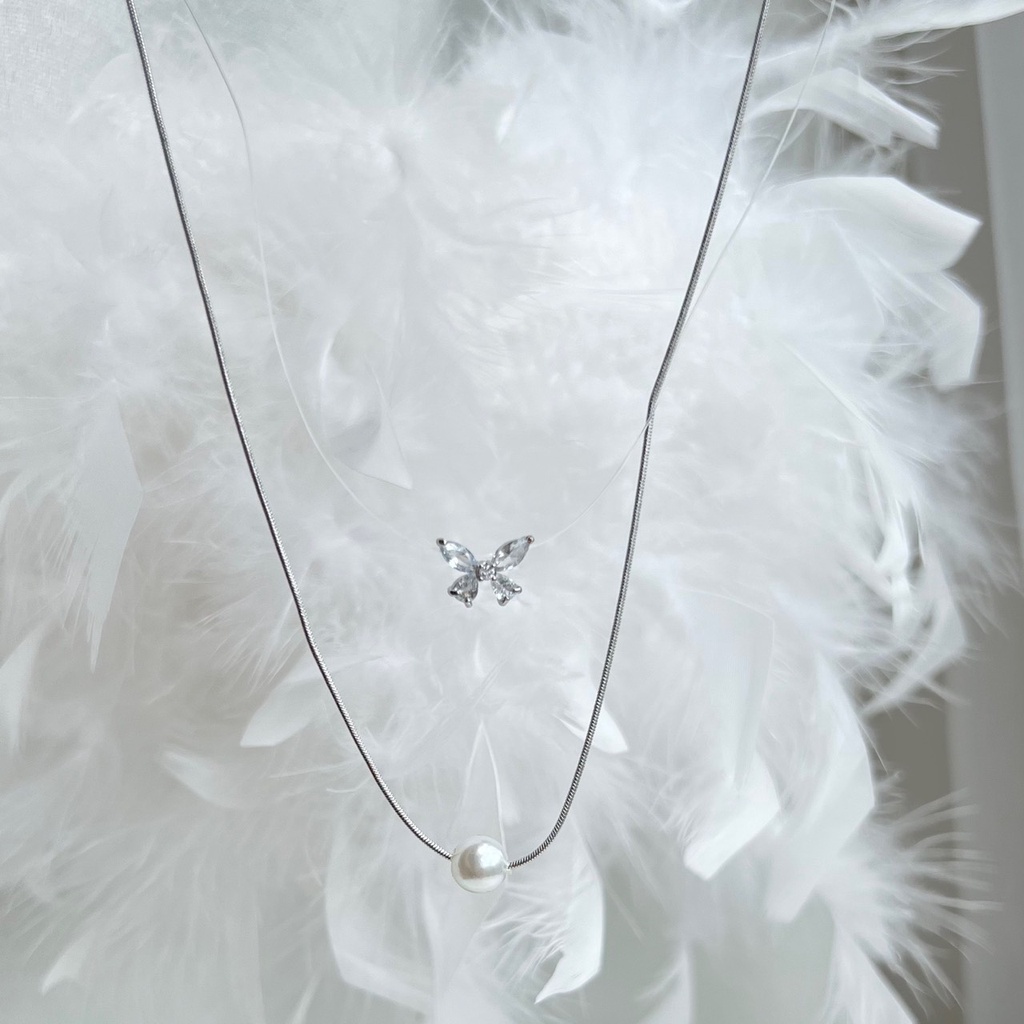 Set rời dây chuyền mặt hình bướm và ngọc trai nhân tạo N179 Choker Club