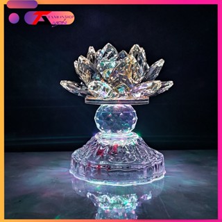 (GIÁ 1 CÁI) Đèn pha lê hoa sen nguyên khối, trưng bàn thờ, trang trí tủ thờ phật, thờ quan âm PL43-T