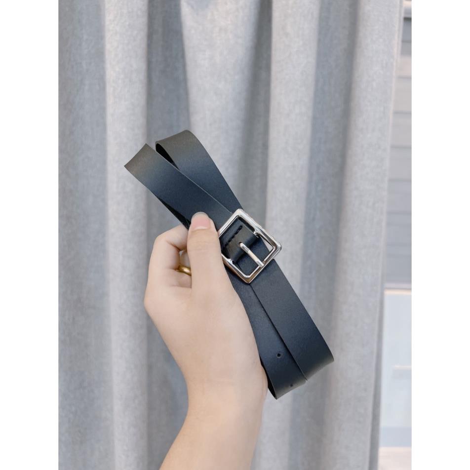 Dây thắt lưng Nữ Nam Unisex Vuông chữ nhật Bản Nhỏ 2,3cm - Dây nịt da Nam Nữ mặt vuông ko đục lỗ giá rẻ
