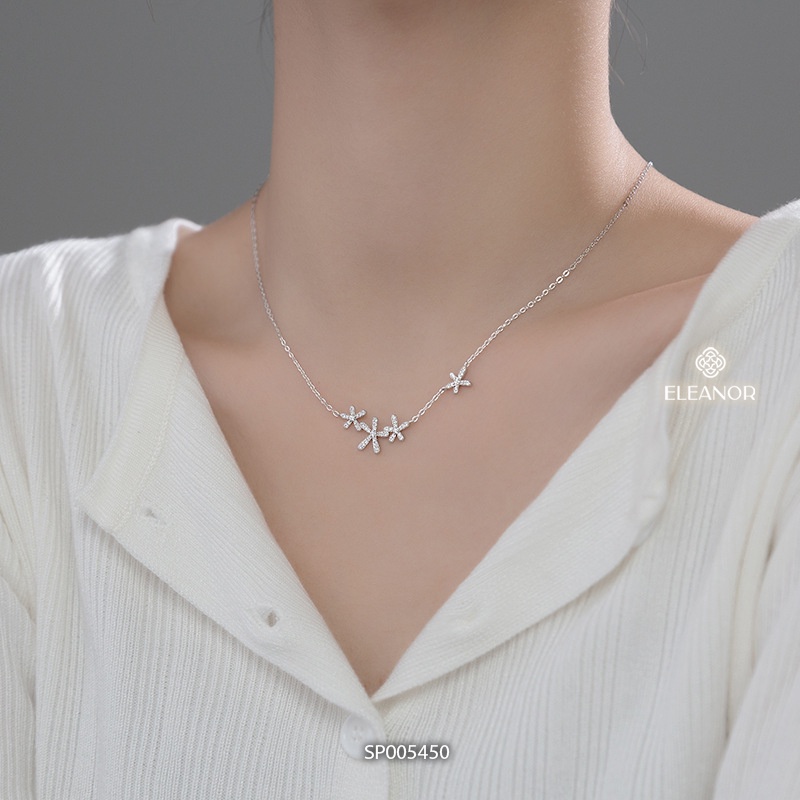 Dây chuyền nữ bạc 925 Eleanor Accessories mặt hình hoa đính đá sang trọng phụ kiện trang sức thanh lịch 5450