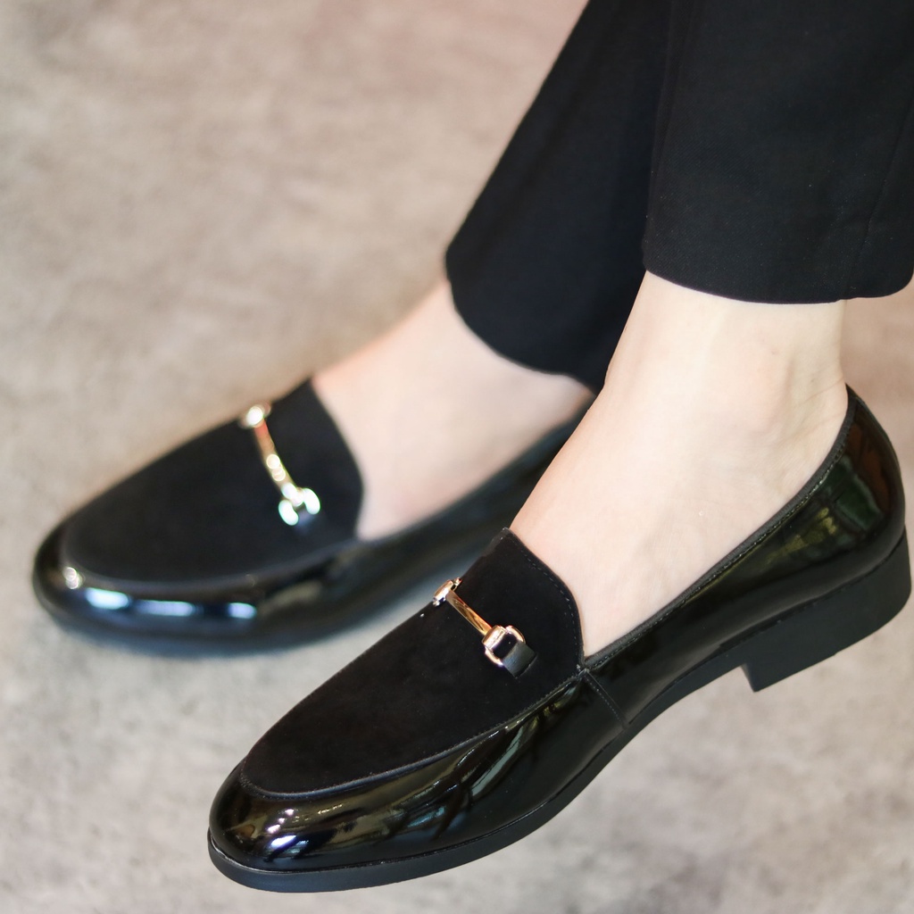 Giày Lười Nam Da Bóng Mặt Lớp Nỉ Nhung - Mã L190