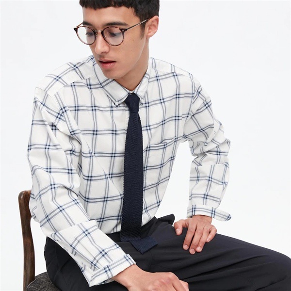 Áo Sơ Mi Dài Tay Nam Uniqlo Kẻ Vuông Caro Ô Lớn Vải Cotton Mềm Mịn Chống Nhăn [Hàng Nhật Nội Địa Chính Hãng Nguyên Tag]