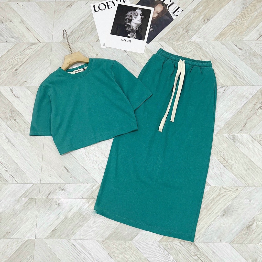 Set áo + chân váy cotton khô 4 màu siêu xinh full size SMLXL Jullie.De' Clothing