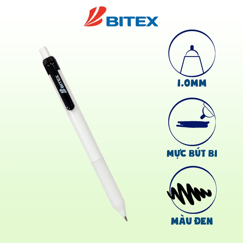 Bút bi Bitex mực xanh/đỏ/đen B18 (1 cây)