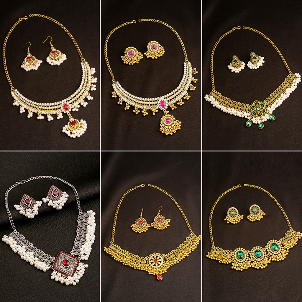 Bộ Vòng cổ + Bông Tai Thời Trang Vintage Cho Nữ