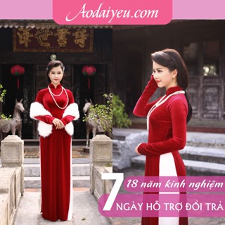 Áo Dài Cưới Cô Dâu Dự Tiệc Lễ Tết Đính Ngọ Vải Gấm Trắng Đỏ Hồng Vân Hoa Dệt Đẹp Cao Cấp