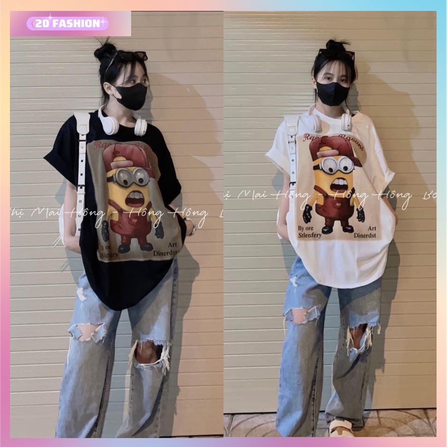 Áo thun nữ form rộng hình minion chất cotton đẹp, áo phông rộng nữ thời trang dễ thương