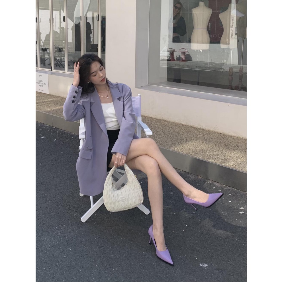 HÀNG MỚI VỀ -Giày cao gót cá tính Âu Mỹ-GIÀY CÓ VIỀN ĐEN GIỐNG ẢNH -8cm-THAO CLOVER