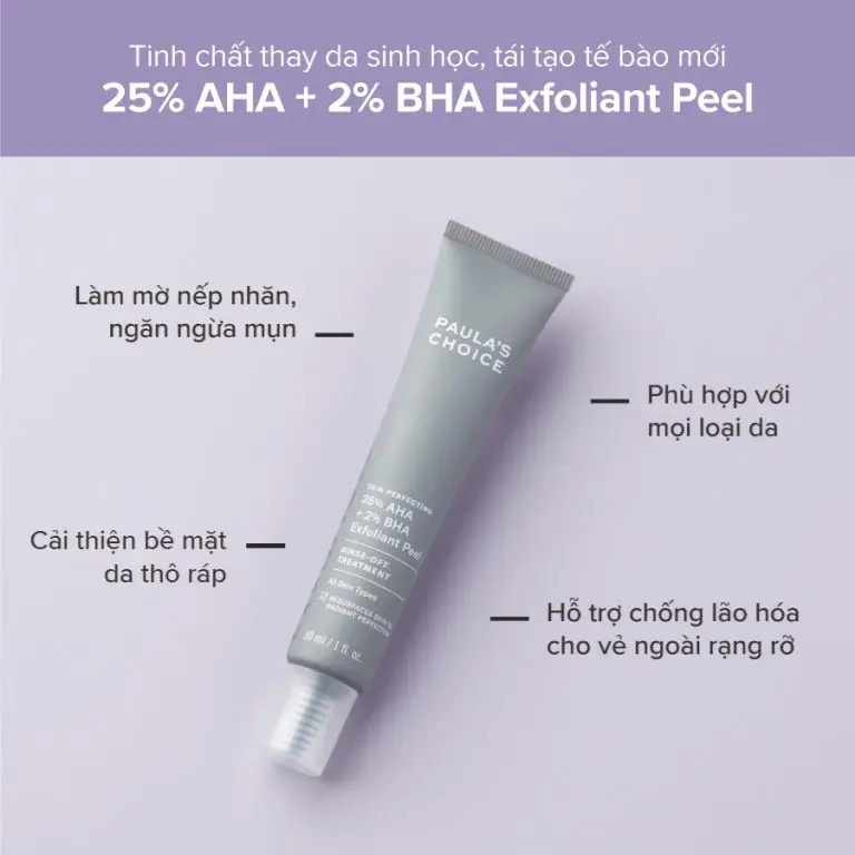 [PAULA'S CHOICE] Tinh Chất Thay Da Sinh Học, Tái Tạo Tế Bào Mới Chứa 25% AHA + 2% BHA Exfoliant Peel 30ml (Mã 9560)