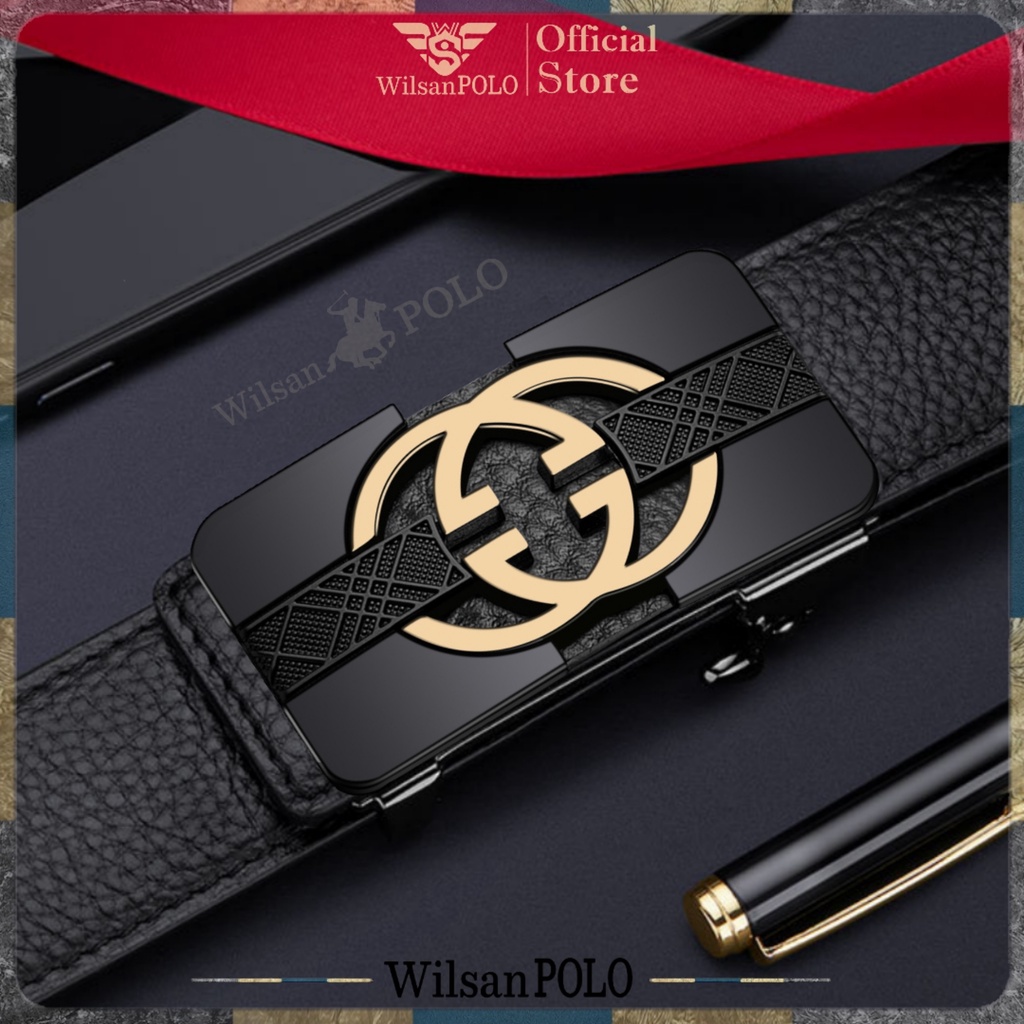 Thắt Lưng Nam Dây Lưng Da Bò cao cấp Wilsan POLO, Dây nịt nam bản nhỏ khóa tự động phong cách Hàn Quốc WS012