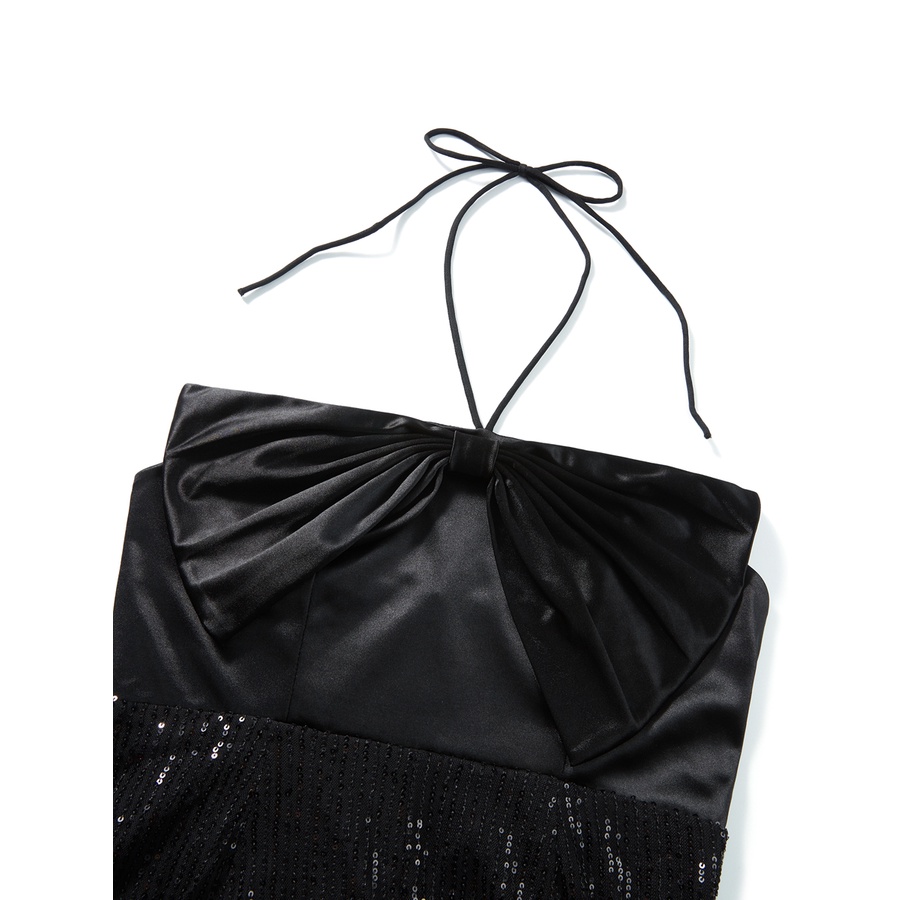 Áo liền quần không tay đính nơ lấp lánh dành cho nữ