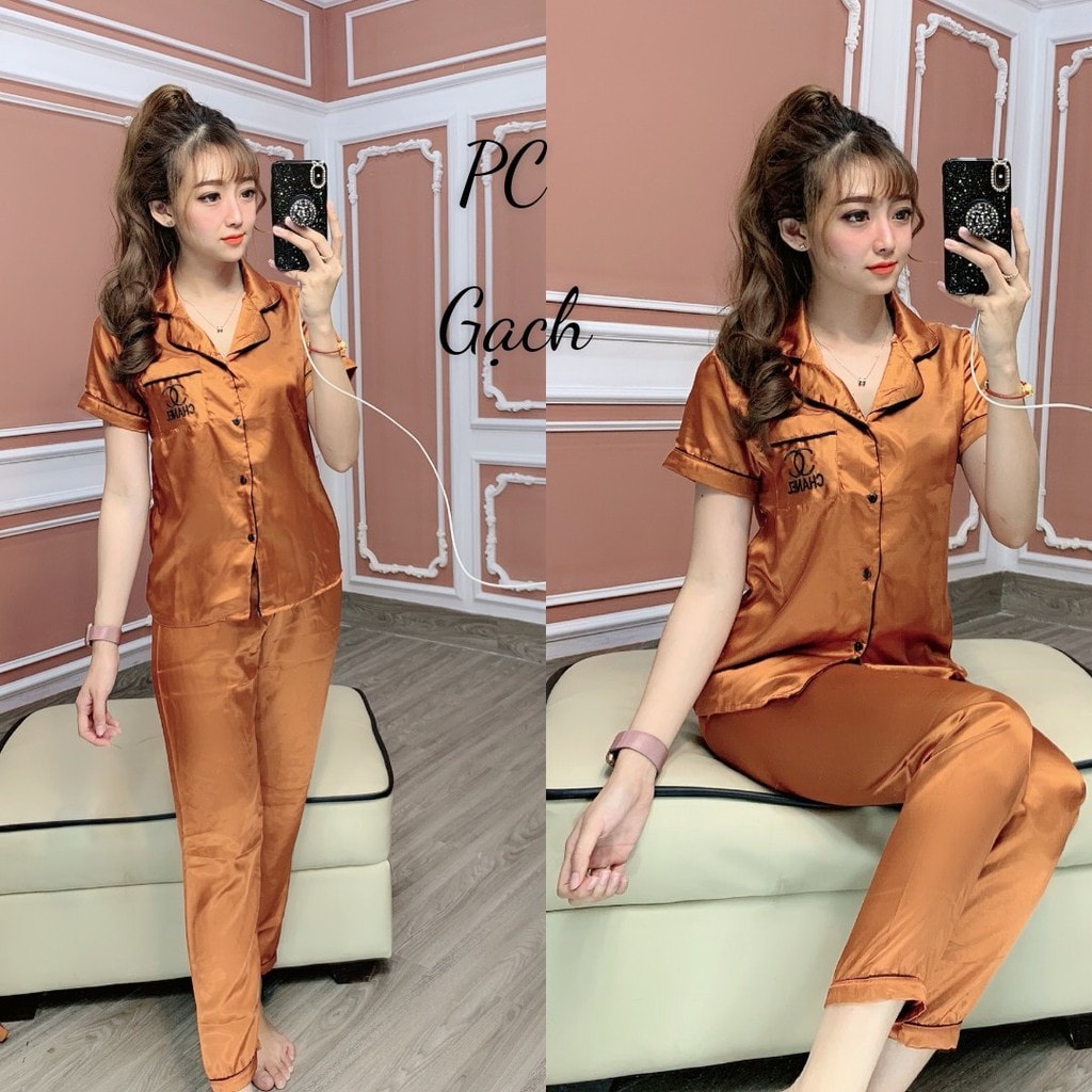 Đồ bộ pijama phi lụa loại 1 - tay ngắn quần dài