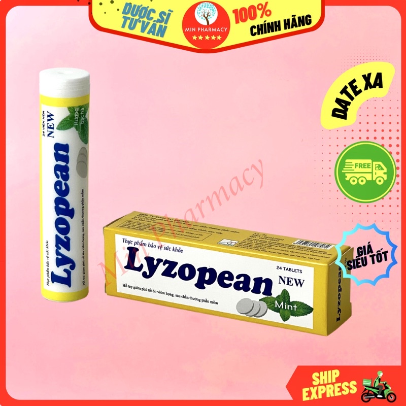 Viên ngậm giảm ho Lyzopean hộp 1 tuýp 24 viên - Minpharmacy