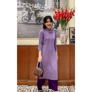 Set Áo Dài Rosemary Lụa Tây Thi Tím Đậm