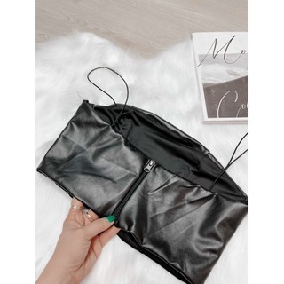 ÁO TANK TOP TRỄ VAI LIỆU DA PU DO310 #UTRRB RUBY