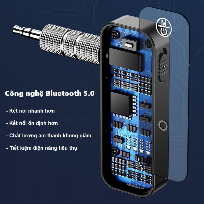 Bộ Thu Phát Bluetooth 5.0 C28 2 trong 1 có giắc cắm 3.5mm cáp sạc usb dành cho xe hơi -dc4987