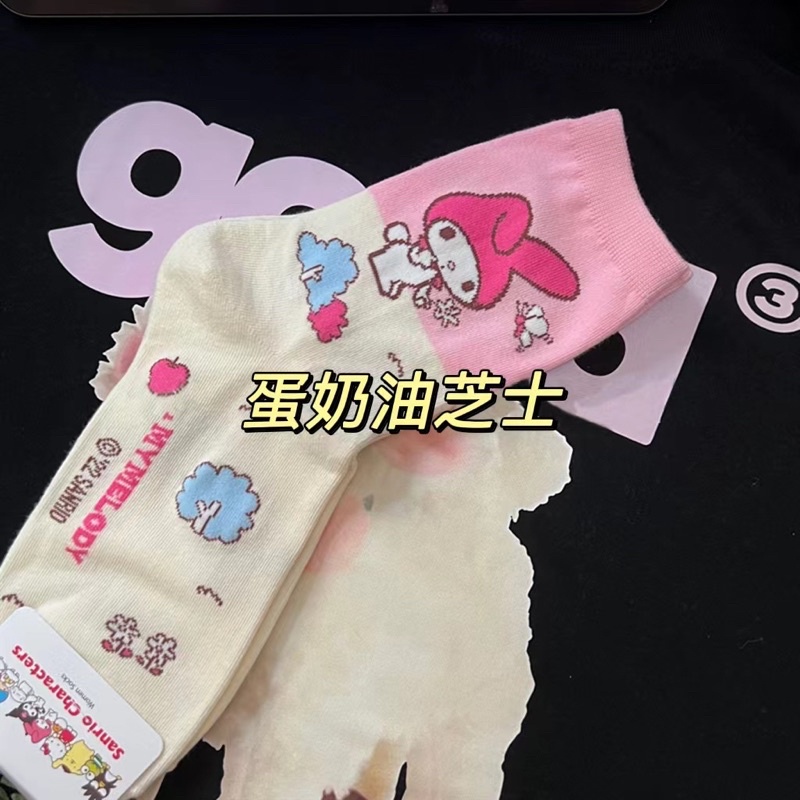 Tất vớ chân hoạt hình Sanrio Kuromi Melody Cinnamoroll Kitty Pompurin