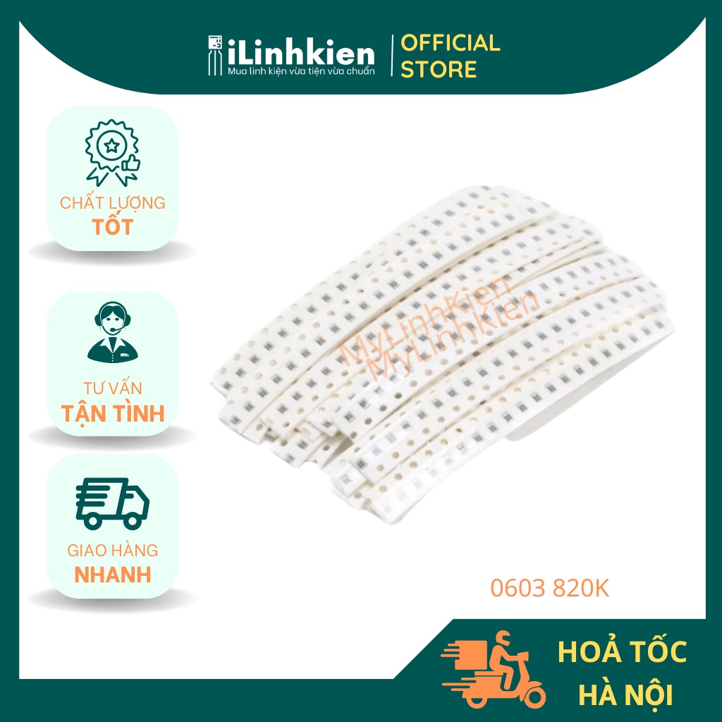 Điện trở dán 0603 820K 1% dây 100c chất lượng cao