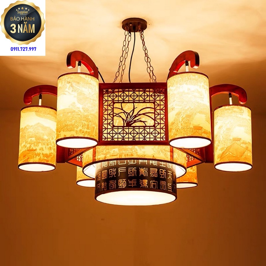 Đèn lồng gỗ tự nhiên trang trí phòng thờ, nhà gỗ, nhà cổ