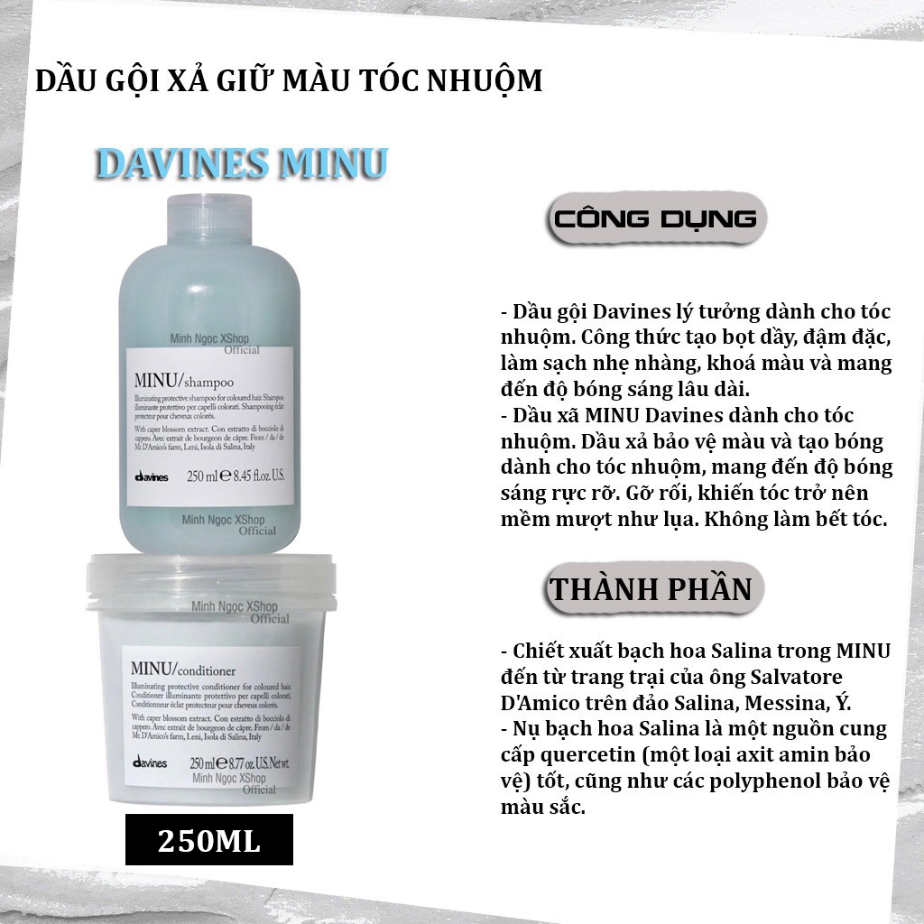 Cặp dầu gội xả Davines Nounou - Melu - Minu - Love Curl - Love Smoothing 250ML