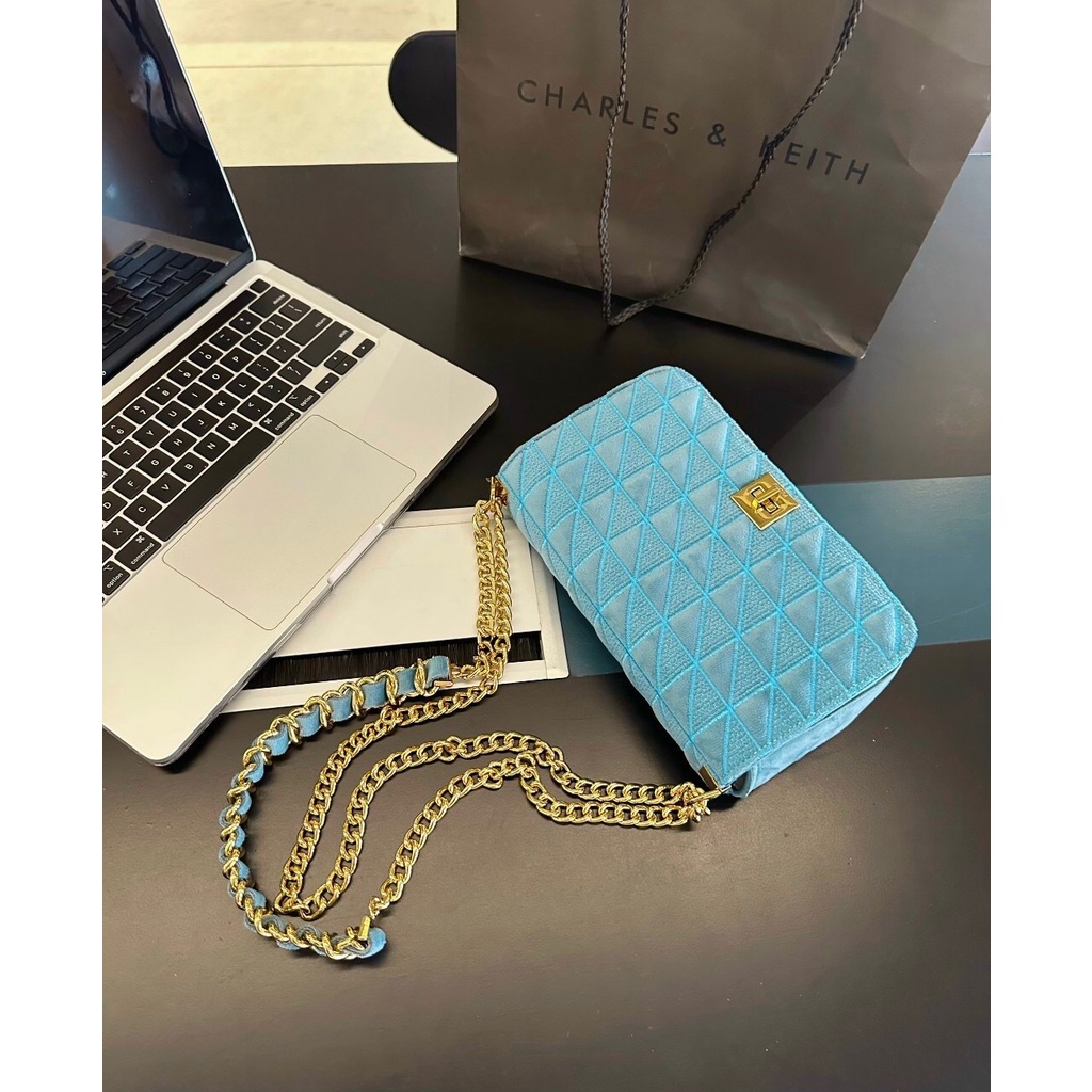 Túi xách Pedro kẻ dạ- kẹp nách, đeo chéo- Sz 22cm