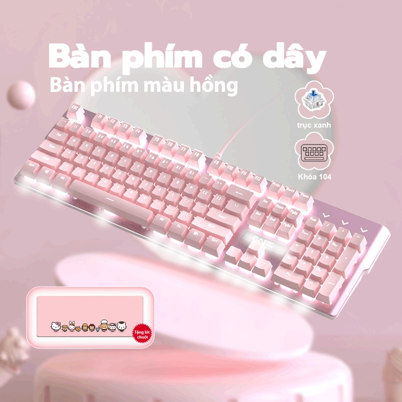 Bàn Phím cơ Gaming SG-8842 Blue/Red switch 104 phím Màu hồng có dây/ Đèn LED Chống Nước Chơi Game cho máy tính/laptop | BigBuy360 - bigbuy360.vn