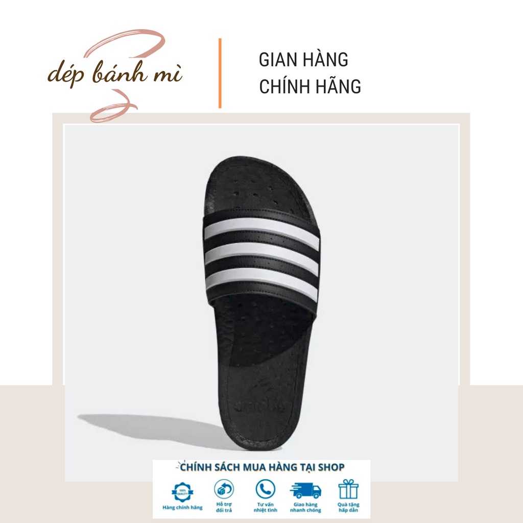 Dép bánh mì adidas boost đen sọc trắng -FY8154
