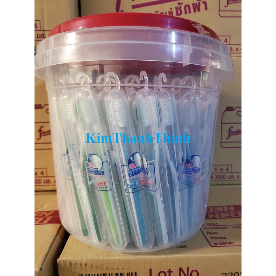 (KTT) (SIÊU TO) Xô 60 bàn chải đánh răng SUNREE móc treo với đầu lông mịn 0.01mm - sx Thái Lan