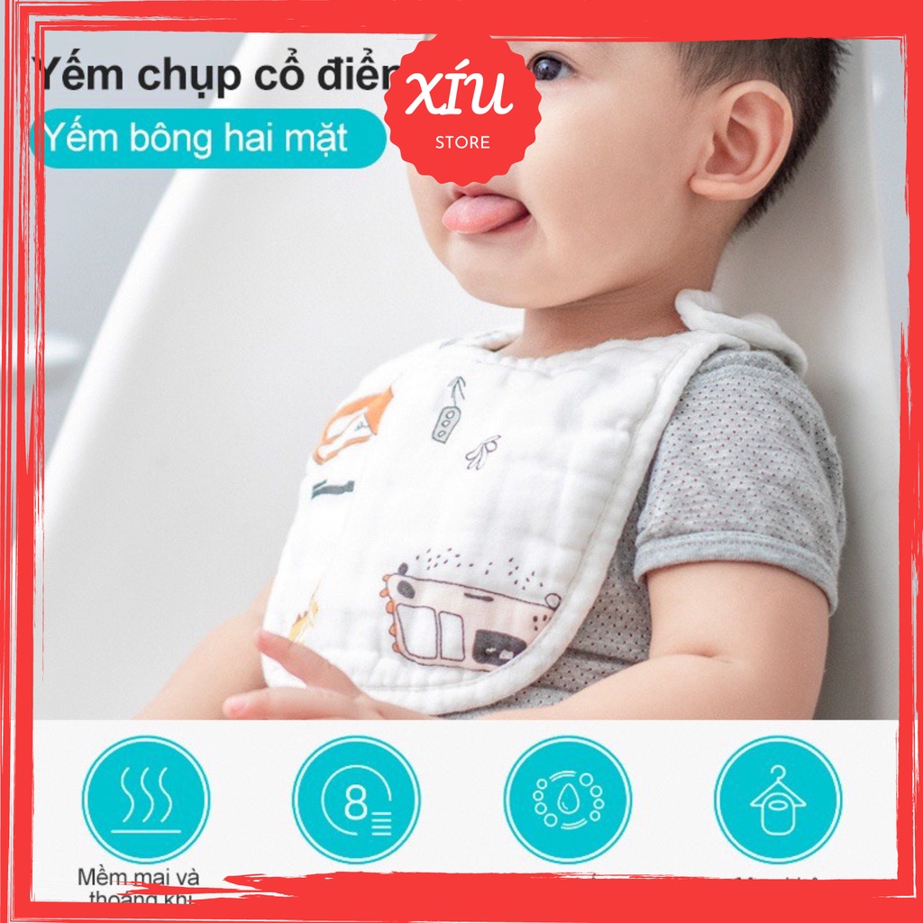 Yếm xô 6 lớp chữ U dành cho bé, yếm dãi vải sợi tre Organic