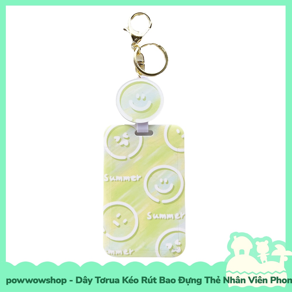 [Sẵn VN - Hỏa Tốc] Tơrua Dây Kéo Rút Bao Đựng Thẻ Nhân Viên Nhựa PC Phong Cách Smile Face