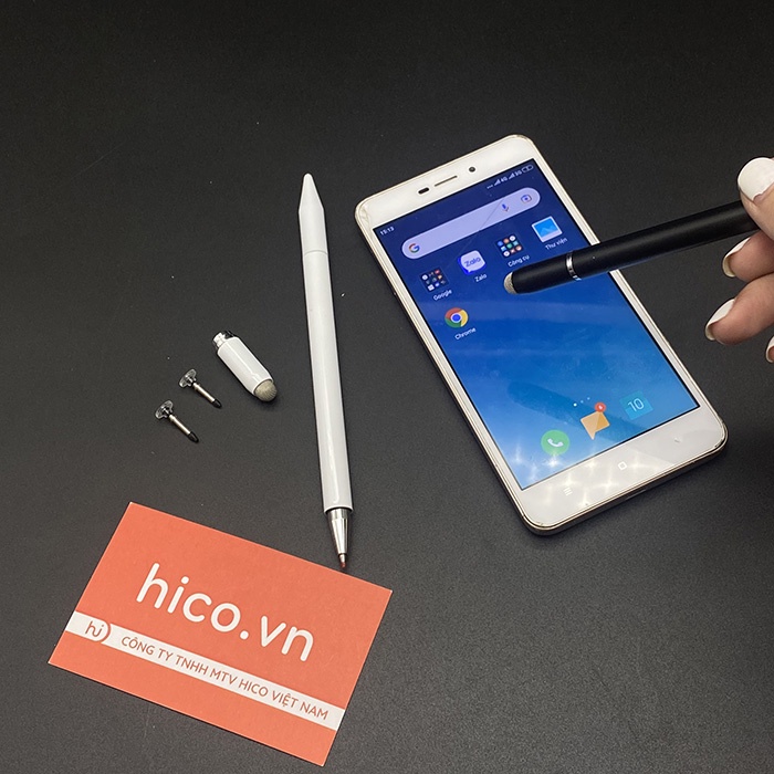 Viết cảm ứng, Bút cảm ứng điện dung 3 trong 1 B05, dùng 2 đầu cản ứng cho Smartphone, máy tính bảng, 1 đầu dùng để viết